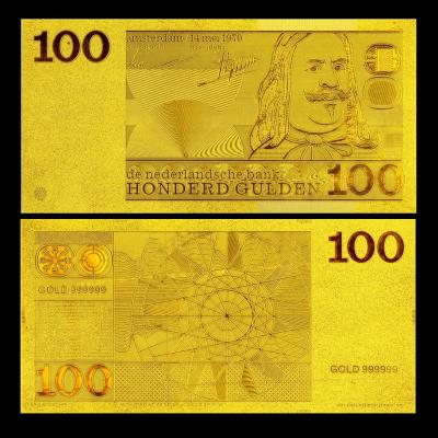 China Netherland 100 Gulden Gold Foil Banknote Pure 99.9% 24K Gold Plated For Souvenir Gift for sale