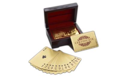 China 100 Euro Golden Playing Cards With Wooden Box Wedding Gifts For Guests for sale