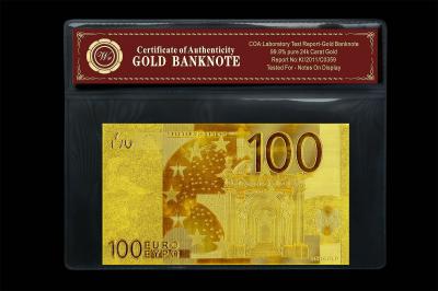 China Bankbiljet van Collectiable het Euro Gouden Folie 100 met Xertificate van Authenticiteit Te koop