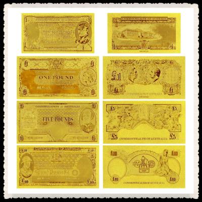 China Australia Old AUD Gold Banknote In 24k Gold Leaf With Double Logo for sale