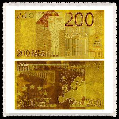 China € 200 EURO 24K GOLD PLATED gold banknote , Coin Collection gold paper money for sale