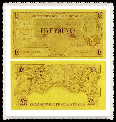 China Full set  AUD Gold Engrave Banknote , Foreign bank notes gold paper money for sale