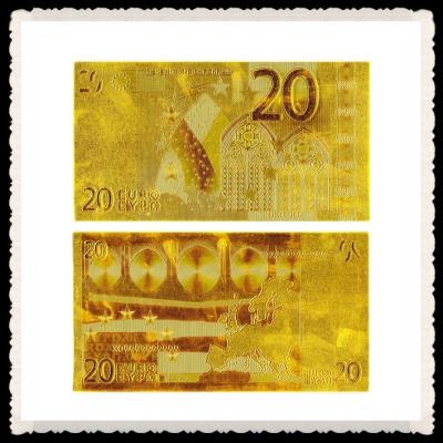 China Europe €20 euro in gold 999 gold Engrave banknote crafts 134 * 72MM for sale