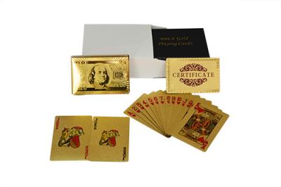 China USD dollars marked 24k Gold Playing Cards with Printing Engrave Technique for sale