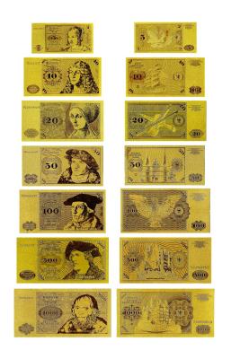 China New Germany 24k Gold Plated Banknote 5 , 10 , 20 , 50 , 100 , 500 , 1000 Mark for sale