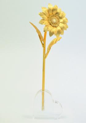 China 24k Gold Foil Rose Flower , Shiny gold Sunflower Wedding Anniversary present for sale