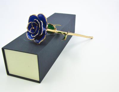 China Navy Blue Pearl Lacquered Genuine Gold Dipped Rose , 24 kara gold dipped flowers for sale