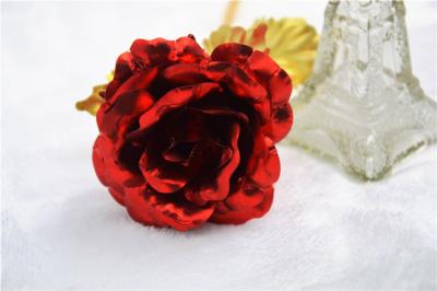 China Wedding Gifts Red color Gold rose , 24k Gold Foil Rose with Based for Valentine's Day for sale