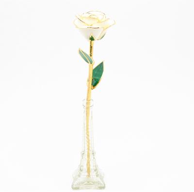 China 30*6cm Real Long Stem 24k Gold Plated Rose for Birthday Gift Box Anniversary Flower Engagement for sale