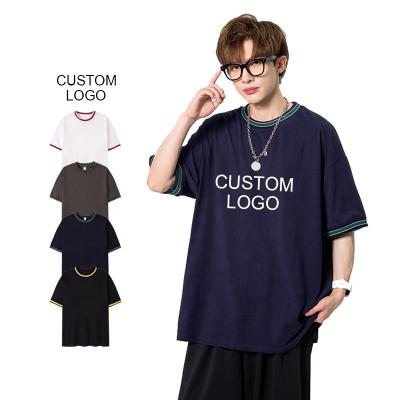 China wholesale Anti-wrinkle 250 grams new design unisex luxury quality cotton shirts loose fit single shoulder empty t-shirt custom drop prining for sale