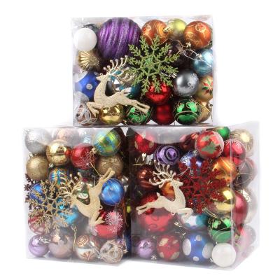 China Feiyou 60pcs 70pcs Glitter Christmas Tree Decorations Baubles Christmas Ornament Ball Hanging Ball for sale