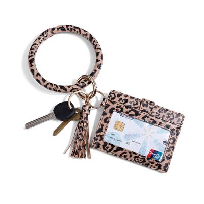 China PU Wristlet Wallet Bracelet Key Chain PU Leather Clutch Hand Ring Bracelet Keychain Pocket Leather Purse for sale