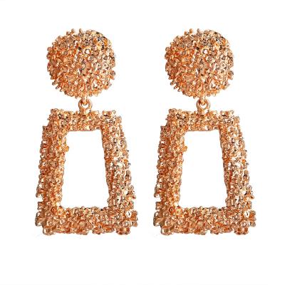 China 2019 Wholesale ALLOY New Unique Design Unique Design Punk Women Oil Painting Geometric Rose Gold Metal Stud Earrings For Girls for sale