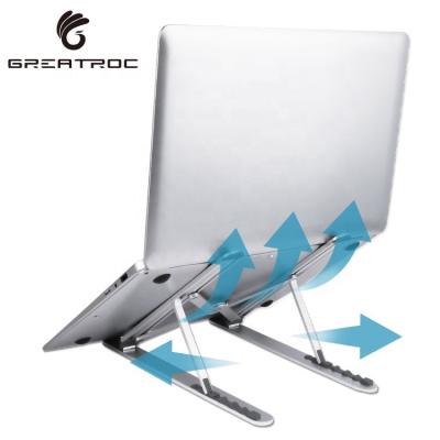 China Roc Big Angle Adjustable Portable Laptop Folding Aluminum Stand Wholesale Foldable Laptop Stand for sale