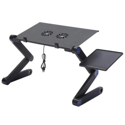 China Aluminum alloy+ABS OEM/ODM Roc Tall Aluminum Computer Laptop Table Folding Desk with 2 Fans Adjustable Office Portable Desk for sale