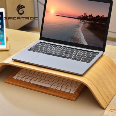 China Wooden Bamboo Desktop Monitor Riser Stand/Large Roc Soporte Para Laptops Shelf Storage Home Office Organizer for sale