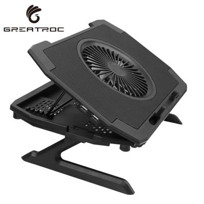 China 11-17 Inch Large Roc Air Cooled Size 5 Level Adjustable Notebook Stand With RGB Light 5 Fans Laptop Cooling Stand for sale