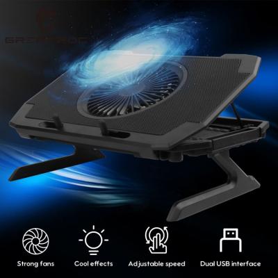 China Roc Wholesale OEM 5V Dual Raise Grand RGB Cooling Pads Adjustable Foldable Gaming Notebook Cooler Colorful Notebook Stand RGB Cooling Pads for sale