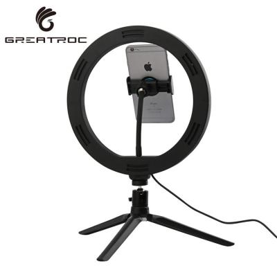 China anillos de luz Grand Roc Selfie LED Circle Desk Light for Live Streaming Cell Phone Holder with Tripod Stand 30cm*27cm*4cm for sale