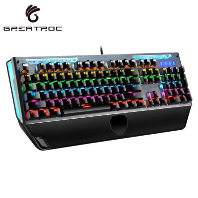 China Roc Amazon Hot Sale Metal Switch 104 Big Keys Gamer USB RGB Backlit Glowing Mechanical Keyboard Gaming Keyboard Roc Amazon Hot Blue for sale