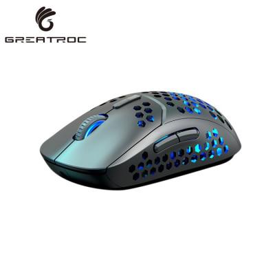 China Grand Roc Game Hot Selling 2.4Ghz Wireless RGB Backlit Silent Rechargeable Mouse Honeycomb Cavity Gaming Mouse with 3 Adjustable DPI for sale