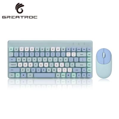 China Fashionable Big Roc OEM Customized Mix Color 86 Keys Round Professional 2.4G Wireless Keyboard Gaming Keyboard and Mouse Combo for sale