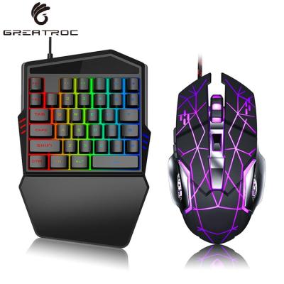 China For Big Hot Sale 35 Keys Roc Amazon Gaming Portable Mini USB Wired Keyboard Set Backlight One Hand Gaming Keyboard and Mouse Combo for sale