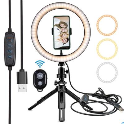 China 10 Inch Portable Flexible Ring Light with Tripod Stand Dimmable Selfie Ring Light LED Camera Ringlight Tripod and Phone Holder for Live Stream for sale