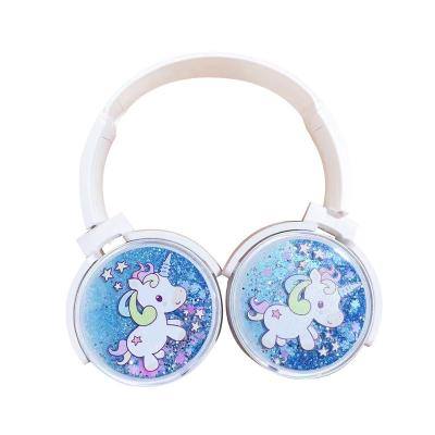 China New Headband Unicorn Cartoon Head-mounted Quicksand Folding Painted Headphones for sale