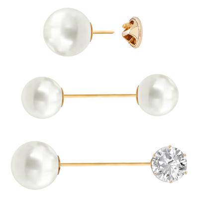 China New elegant creative simple fashion word pearl white rhinestone pearl pin brooch pin for woman for sale