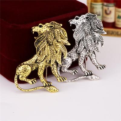 China Retro Alloy Lion Animal Brooch Clothes Jewelry of European American Hot Mainstream Trend Fashionable Jewelry for sale