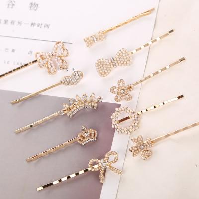 China New Arrival Simple Exquisite Geometric Pearl Glitter Simple Hair Clips Shape Cute Pearl Hair Clip for sale