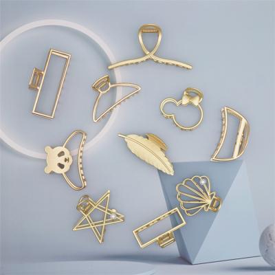 China Popular Alloy Hair Accessories Wholesale Chic Geometric Metal Hair Claw Clips Women Gold Girl Hair Claw Clips for sale