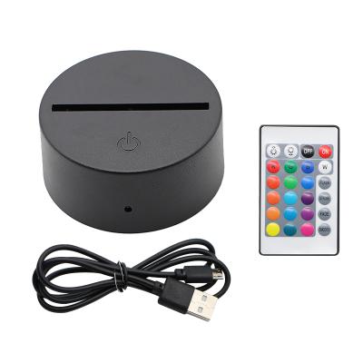 China LED Lamp Bases for 3D Led Modern Night Light ABS 3D LED Lamp Night Light Acrylic Black Base with USB Cable and Remote Control for sale