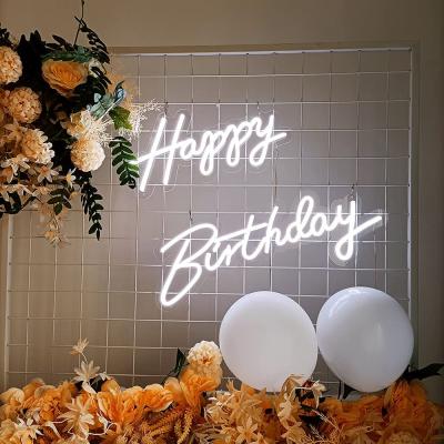 China Customization Neon Sign Drop Shipping Custom Acrylic Happy Birthday Neon Lights Sign LED Strip Lighting Warm White for sale