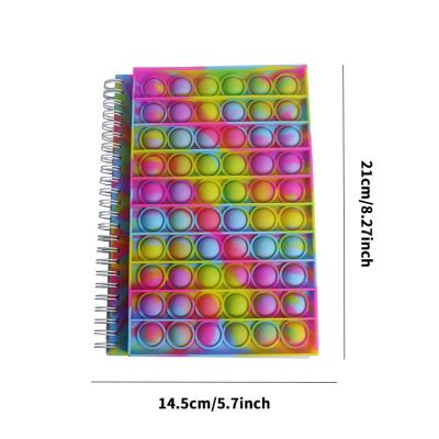 China 2022 Worry Relife Toy Finger Push Cover Notebooks A5 Silicone Funny Noise Bubbles Cover Notebook Stress Reliever Squeeze Bubble Toy for sale