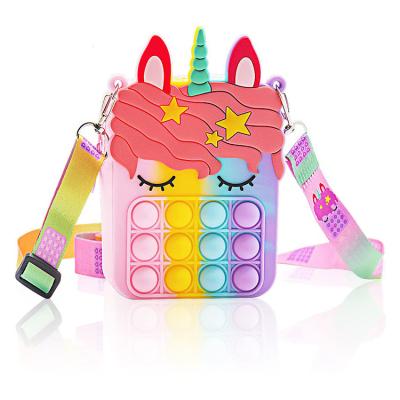 China 2022 Popular Hot Sales Jump Shoulder Bubble Purse Gift For Girls Popular Rainbow Bag Unicorn Bag for sale