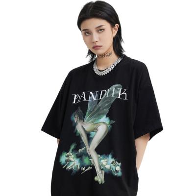 China Factory Customized Anti-pilling European Printed Summer Cotton Short Sleeve Black T-Shirt For Men And Women for sale