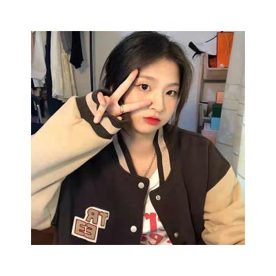 China Sustainable Fashion Cartoon Loose Embroidered Bomber Baseball Jacket Womens Printed Jacket for sale