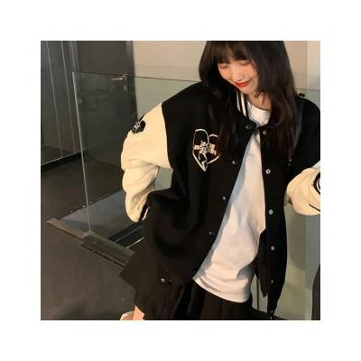 China Sustainable 2022 New Products Ready To Ship Embroidered Loose Street Women's Baseball Jacket Wear for sale