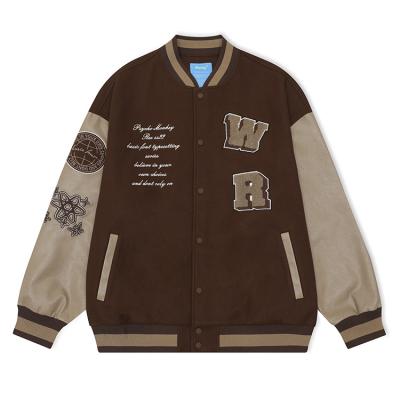 China Breathable Custom Leather Sleeve Loose Towel Embroidered Campus Heavy Jacket Occupation Baseball Suit Plush Coat American Baseball Cloth for sale