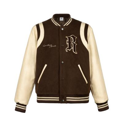 China Breathable Custom Leather Sleeve Loose Briefcase Embroidered Campus Heavy Occupation Baseball Suit Plush Coat American Baseball Jacket for sale