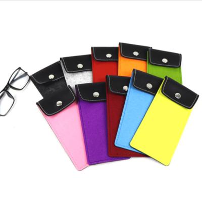 China Viable Wholesale High Quality Colorful Felt Glass Pouch Eye Sun Glass Pouch Wear Resistant Soft Case for sale