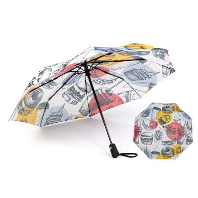 China Outdoor Umbrella Travel Fashion Custom Design Minimalist Auto Windproof Sublimation Waterproof 3 Times Umbrella for sale