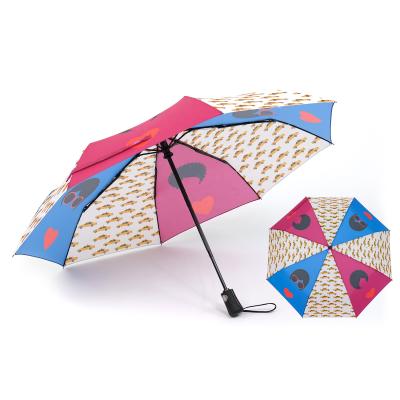 China Promotional high quality cheap custom printing parasol automatic paraguas minimalist waterproof umbrella 3 times for sale