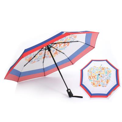 China Promotion Printing Umbrella Folds 3 Minimalist Digital Automatic Open Narrow Umbrella For Rain for sale