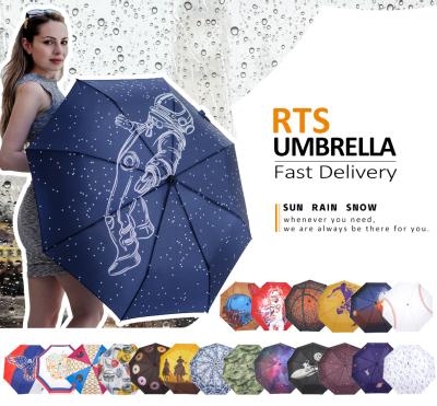 China Promotional Minimalist 3 Fold Automatic Windproof Umbrella With Digital Print For Rain for sale