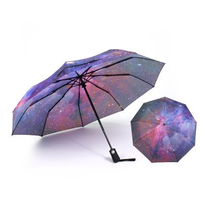 China New Arrival High Quality Custom 9 Ribs 3 Folds Automatic Open Narrow Umbrella With Logo Print for sale