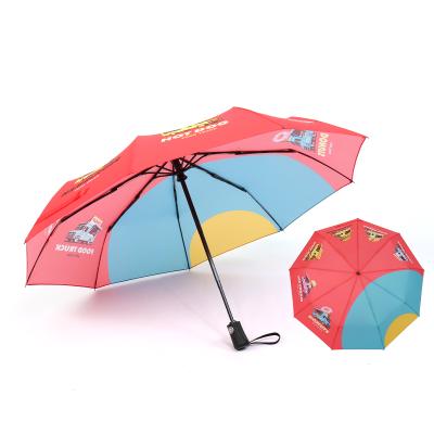 China Transitional Hot Selling Colorful Fancy Triple Foldable Fashion Windproof And Rainproof Portable Umbrella for sale