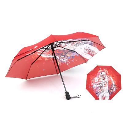 China Contemporary Sport Style Fashion Design Automatic Switch 3 Times Portable Compact Custom Travel Umbrella for sale